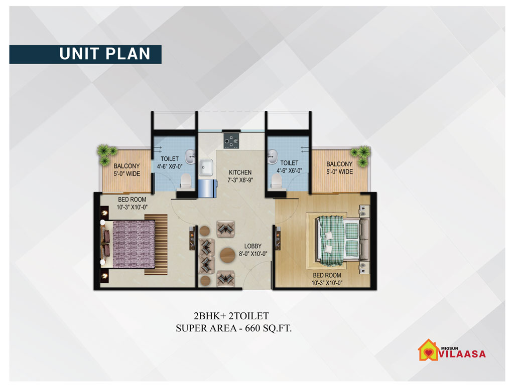 Migsun Vilaasa Floor Plan 660 sq ft